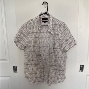 Banana Republic White and Brown Patterned Shirt